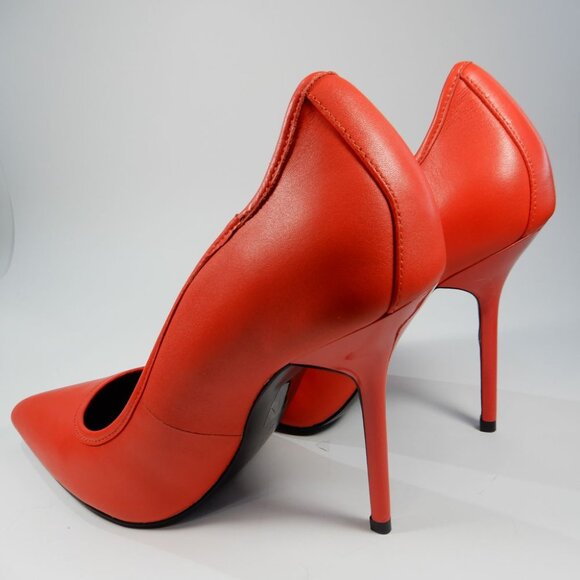 Reiss Bramley Pointed Toe Pump Heels Size 38 7.5 Reddish Orange Leather NEW $290 - Picture 14 of 15